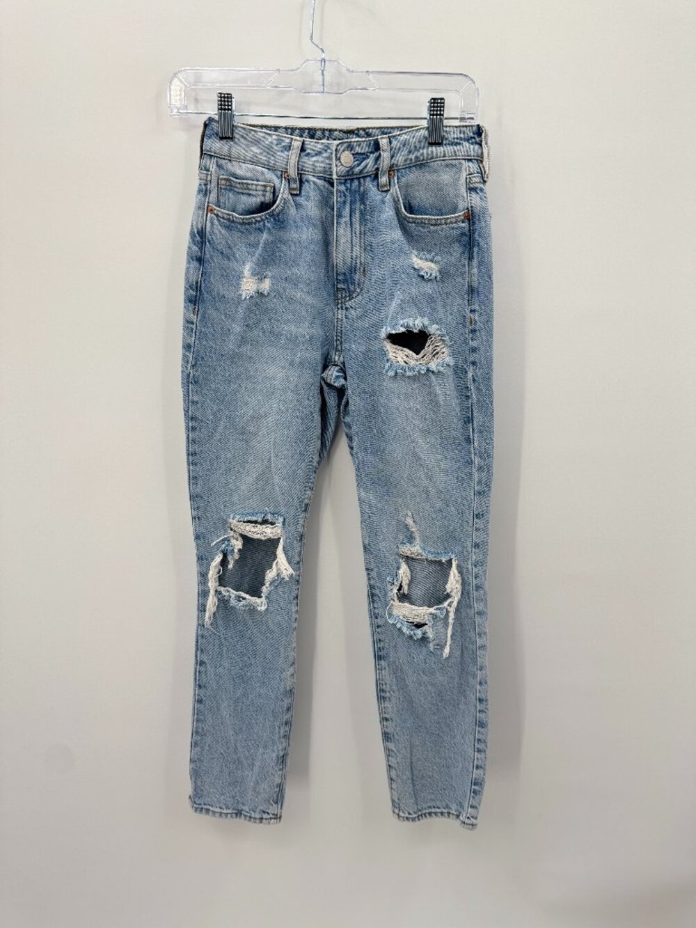 PacSun Mom Jean Ripped Distressed High Rise 100% Cotton Light Wash Womens 23
